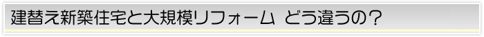 建替え新築住宅と大規模リフォーム どう違うの？